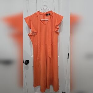 Light Orange Mid-Length Dress. Shein. Size L. True to Size. Neck tie.